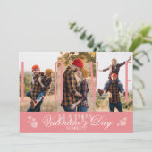 シンプルモダン3 Photo Collage Pink Valentine's Day シーズンカード (スタンド正面)