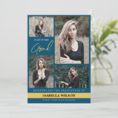 シンプルモダン4フォトコラージブルー卒業 案内状 (スタンド正面)