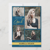 シンプルモダン4フォトコラージブルー卒業