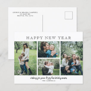 シンプルモダン4枚の写真Happy New Year シーズンポストカード