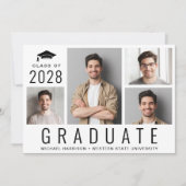 シンプルモダン4枚写真卒業パーティー 招待状 (正面)