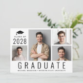 シンプルモダン4枚写真卒業パーティー 招待状 (スタンド正面)