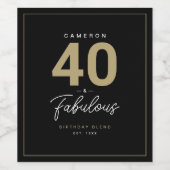 シンプルモダン40 & Fabulous パーソナライズされた ワインラベル (シングルラベル)