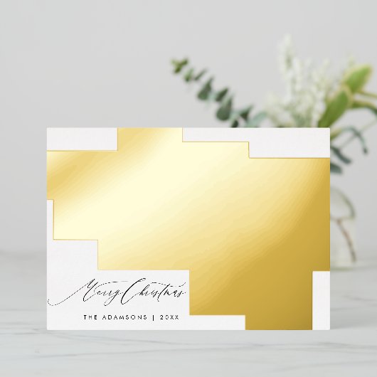 シンプルモダン9写真コラージュメリークリスマス 箔シーズンカード (立ち正面)