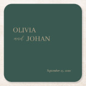 シンプルモダン |のエメ結婚ラルドグリーン スクエアペーパーコースター (正面)