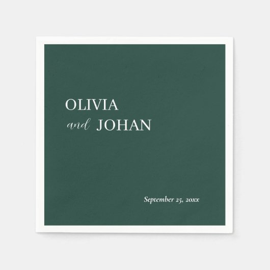 シンプルモダン |のエメ結婚ラルドグリーン スタンダードカクテルナプキン (正面)