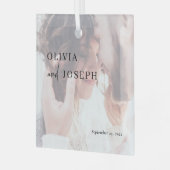 シンプルモダン |の結婚写真 ガラスオーナメント (正面左)