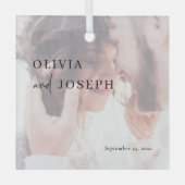 シンプルモダン |の結婚写真 ガラスオーナメント (正面)