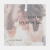 シンプルモダン |の結婚写真 ガラスオーナメント (裏面)