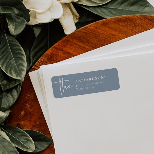 シンプルモダン |ほこりっぽい青 ラベル