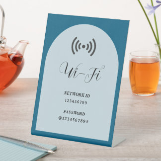 シンプルモダン カスタムWiFiパスワードとネットワーク 台座サイン