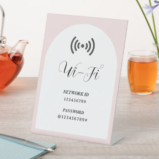 シンプルモダン カスタムWiFiパスワードとネットワーク 台座サイン