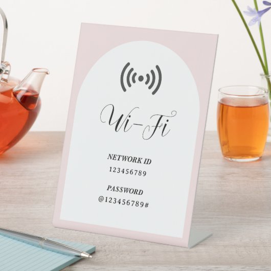 シンプルモダン カスタムWiFiパスワードとネットワーク  台座サイン (インサイチュ)