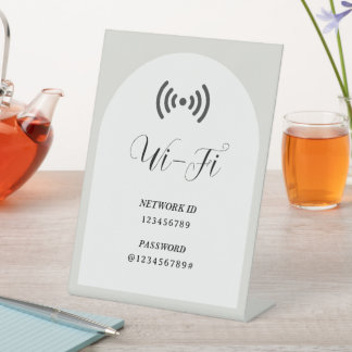 シンプルモダン カスタムWiFiパスワードとネットワーク 台座サイン