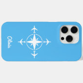 シンプルモダン コンパスと飛行機の旅行カスタムデザイン Case-Mate iPhoneケース (裏面 (横))
