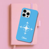 シンプルモダン コンパスと飛行機の旅行カスタムデザイン Case-Mate iPhoneケース