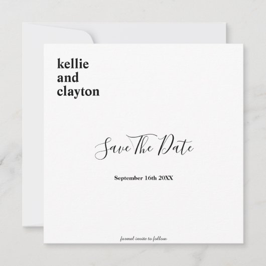 シンプルモダン タイプの結婚式・Save The Date セーブザデート (正面)