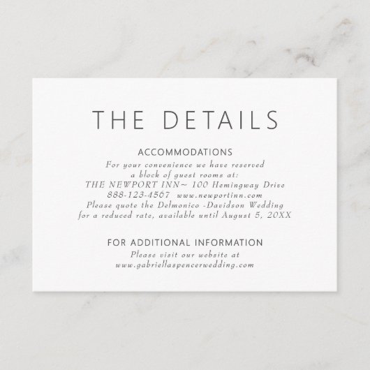 シンプルモダン ダスティパープル ウェディング詳細 エンクロージャーカード (正面)