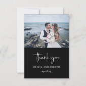 シンプルモダン |ブラック結婚ズ サンキューカード (正面)