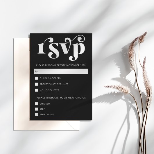 シンプルモダン ブラック&ホワイト RSVP カード