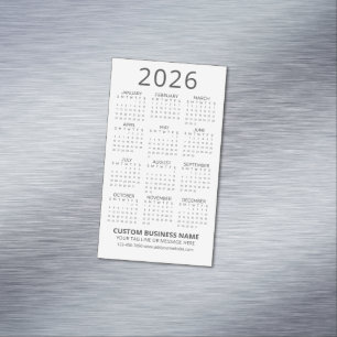 シンプルモダン ホワイト 2026年カレンダー マグネット名刺