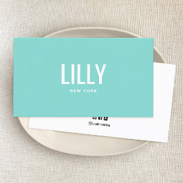 シンプルモダン　ミニマリスト　プロフェッショナル　ターコイズ 名刺