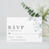 シンプルモダン ユーカリ グリーン ウェディング RSVP (スタンド正面)