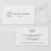 シンプルモダン　ワインボトルロゴ　ソムリエ　ホワイト　2 名刺 (正面/裏面)