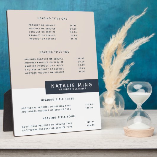 シンプルモダン |価格とサービス表示プラーク フォトプラーク (側面)