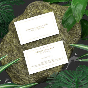 シンプルモダン　白地のティンゴールドボーダー 名刺