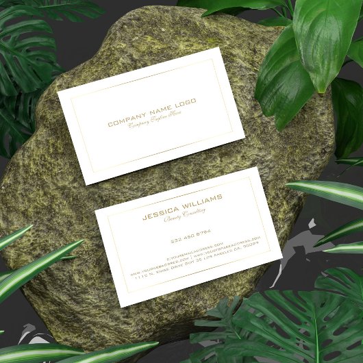 シンプルモダン 白地のティンゴールドボーダー 名刺