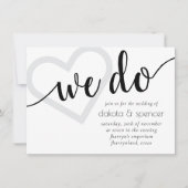 シンプルモダン | 白黒ハートスクリプト 招待状 (正面)
