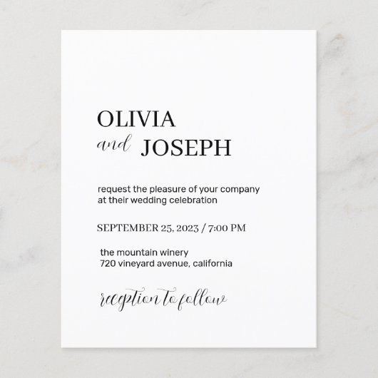 シンプルモダン |結婚式招待状 チラシ (正面)