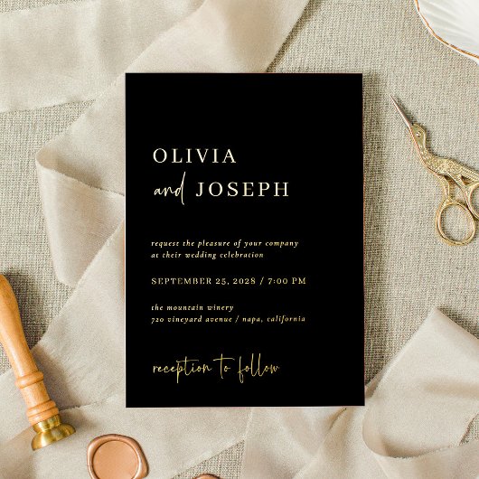 シンプルモダン | 結婚金ゴールド 箔招待状