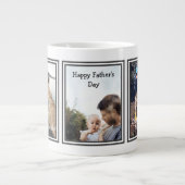 シンプルモダン 3枚写真 ハッピー father's day ジャンボコーヒーマグカップ (正面)