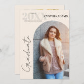 シンプルモダンArch Photo Beige卒業 案内状 (正面/裏面)