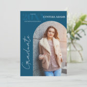 シンプルモダンArch Photo Blue卒業 案内状 (スタンド正面)