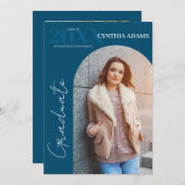 シンプルモダンArch Photo Blue卒業 案内状 (正面/裏面)