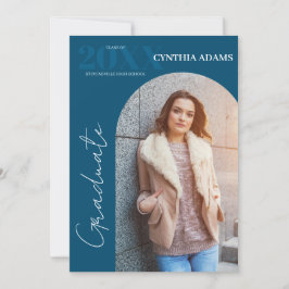 シンプルモダンArch Photo Blue卒業 案内状