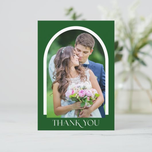 シンプルモダンArched Photo結婚のサンキューカード サンキューカード (スタンド正面)
