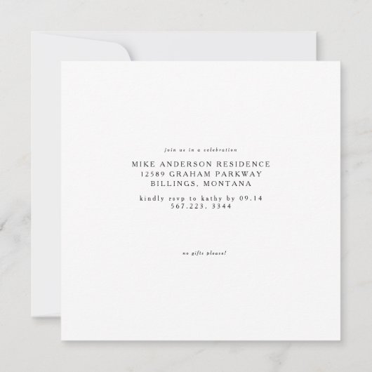 シンプルモダンB/Wスクエア75thバースデーパーティー 招待状 (裏面)