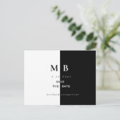 シンプルモダンB/Wモノグラム結婚式の日付を保存 案内ポストカード (スタンド正面)
