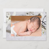 シンプルモダンBaby Girl Photo Birth発表 案内状 (裏面)