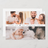 シンプルモダンBaby Shower 3 Photos サンキューカード (正面/裏面)