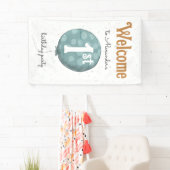 シンプルモダンBalloon 1st Birthday Welcome 横断幕 (インサイチュ)