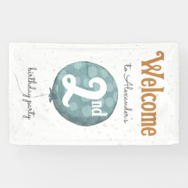 シンプルモダンBalloon 2nd Birthday Welcome 横断幕