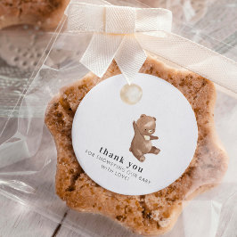 シンプルモダンBear & Balloon Baby Shower ラウンドシール