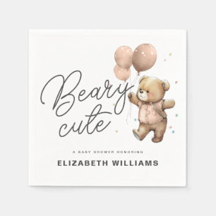 シンプルモダンBeary Cute Baby Showerパーティー スタンダードカクテルナプキン