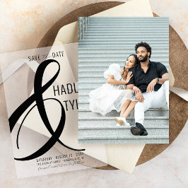 シンプルモダンBLACK Photo Underlay結婚's セーブザデート