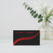 シンプルモダンBlack, Red Swoosh – 名刺 (スタンド正面)